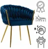 Geflochtener Stuhl ROSA GOLD in Marineblau mit goldenen Produktbild-Vorschau 16