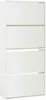 A white shoe cabinet with four mirrored flip-down doors. Produktbild-Vorschau