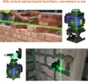A collage of images showing a laser level device in use and as a product shot, with text highlighting its features. Produktbild-Vorschau