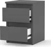 A gray bedside table with two drawers, one of which is partially open, shown against a white background. Voir les images du produit