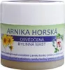 A jar of Arnika Horská ointment with illustrations of sunflowers and herbs. Produktbild-Vorschau