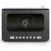 A black stereo FM radio alarm clock with wireless charging capabilities. Produktbild-Vorschau