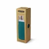 A cardboard box containing a glass water bottle with a teal sleeve. Produktbild-Vorschau