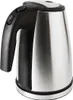 A studio shot of a stainless steel electric kettle with a black handle and lid. Produktbild-Vorschau
