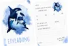10 Einladungskarten Orca blau/ weiß mit GLITZER inkl. 10 Produktbild-Vorschau 1