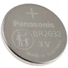 A close-up, top-down view of a single silver coin-shaped battery. Produktbild-Vorschau