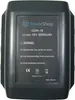 A black battery pack with a label showing product information and warnings. Produktbild-Vorschau