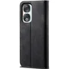 A black flip-style phone case shown from the front with the camera cutout visible. Produktbild-Vorschau