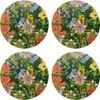 4er Set Tischsets, Platzsets rund Floral Blumen bunt Kork Produktbild-Vorschau 1