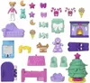 A collection of miniature toys and accessories, likely from an advent calendar, arranged on a white background. Podgląd zdjęcia produktu