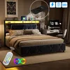 A bedroom scene featuring a bed with LED lighting, a desk with a computer, and a remote control. Voir les images du produit