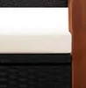 A close-up view of a black rattan bench with a white cushion and a wooden frame. Náhled obrázku produktu