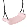 A close-up studio shot of a pastel pink plastic swing seat with black ropes, isolated on a white background. Anteprima dell’immagine prodotto