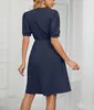 ASKSA Damen Kleider Sommer Kurzarm V-Ausschnitt kleid mit Produktbild-Vorschau 5