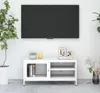 vidaXL Armoire TV Blanc 90x30x44 cm Acier et verre - Meuble Voir les images du produit 2