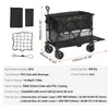 A black foldable wagon with dimensions and specifications shown. Podgląd zdjęcia produktu