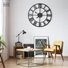 IvoQ Große Schwarze Wanduhr Metall mit Römischen Ziffern - Produktbild-Vorschau 4