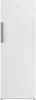 A white upright freezer with a gray handle. Voir les images du produit