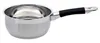 A stainless steel saucepan with a black handle is shown against a white background. Podgląd zdjęcia produktu