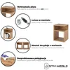 Collage of images showcasing features and assembly of a wooden furniture item. Podgląd zdjęcia produktu