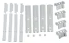 A set of white refrigerator hinges and mounting brackets laid out against a white background. Produktbild-Vorschau