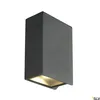 A dark gray, rectangular wall light fixture is shown against a white background. Produktbild-Vorschau