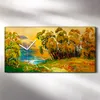 Wandbild Leinwand Bilder mit Uhr 60x30 Gemälde Wiese Wald Produktbild-Vorschau 2