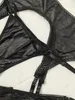 Erotische  Dessous Set – Schwarzes Straps-Set mit BH, Produktbild-Vorschau 7