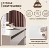 A marketing image for a makeup table, showing the table with makeup products and highlighting its features. Voir les images du produit