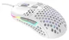 A white gaming mouse with RGB lighting is shown on a white background. Podgląd zdjęcia produktu