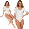 Eleganter Damenbody mit tiefem Ausschnitt, glatt, kurze Produktbild-Vorschau 1