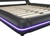 Close-up view of the corner of a black bed frame with purple LED lighting. Anteprima dell’immagine prodotto