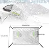 A car windshield cover is shown on a car and then laid out flat with dimensions. Produktbild-Vorschau