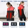 Two people wearing a heated vest, with a diagram showing heat settings. Podgląd zdjęcia produktu