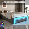 Rama łóżka Merax 90×200 cm z 2 szufladami i listwą LED, Podgląd zdjęcia produktu 2