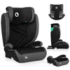 A collage of images showing a black and gray car seat from different angles, including a close-up of the headrest and a separate view of the base. Anteprima dell’immagine prodotto