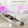 Łóżko tapicerowane UnboxG, 140x200 cm, białe, podwójne, z 2 Podgląd zdjęcia produktu 4