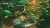 A cartoon character is in a jungle environment, interacting with a large rock. Produktbild-Vorschau