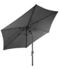 A dark gray rectangular umbrella is shown from a low angle, tilted upwards. Produktbild-Vorschau