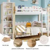 A bunk bed with a built-in wardrobe and shelves, shown in a child's bedroom setting with decorative elements. Anteprima dell’immagine prodotto