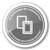 A circular graphic with text and icons related to picture frames. Produktbild-Vorschau