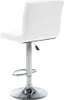 A white bar stool shown from the back, with a chrome base and adjustable height lever. Náhľad obrázku produktu
