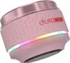 A pink, cylindrical speaker with metallic accents and a colorful LED light strip. Produktbild-Vorschau