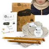 Strickanfänger-Set mit Nadeln – Schlauchschal, Ecru