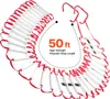 A fire escape ladder is displayed in a curved shape, with a graphic overlay indicating its length. Produktbild-Vorschau