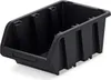 A black plastic storage bin is shown from a slightly elevated side angle against a white background. Produktbild-Vorschau