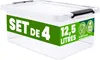 DEUBA Opbergbox, set van 4 stuks, elk 12,5 liter, met Productafbeelding-voorbeeld 9