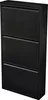 A black shoe cabinet with three flip-down doors. Náhľad obrázku produktu