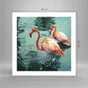 Poster - Poster ohne Rahmen - Rosa Flamingos Wasser - 50x50 Produktbild-Vorschau 4
