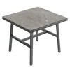 A square outdoor coffee table with a marble-effect top and dark gray metal legs, shown against a white background. Produktbild-Vorschau